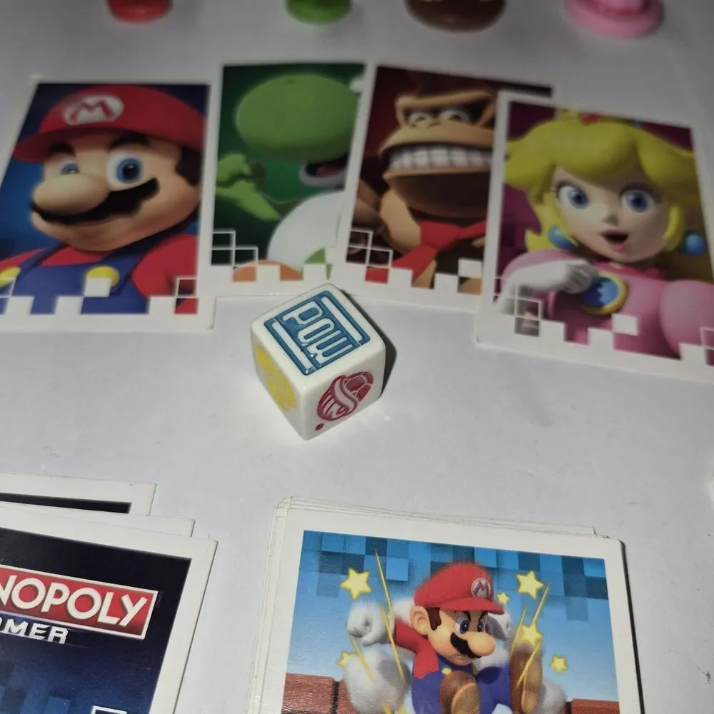Monopoly Gamer Replacement Parts Lot Mario Yoshi Donkey Kong Peach Cards Die Euc